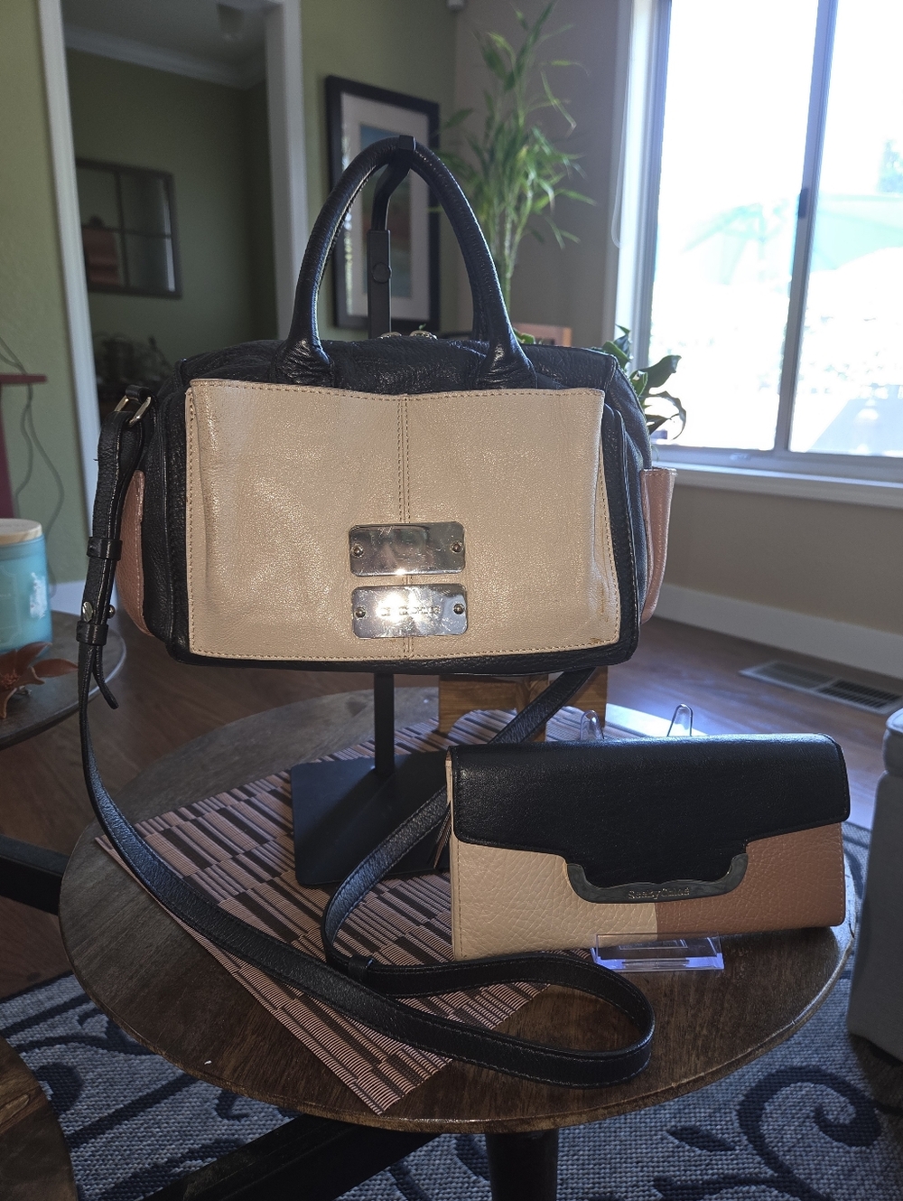 See By Chloe Black and Cream Satchel And Long Wallet